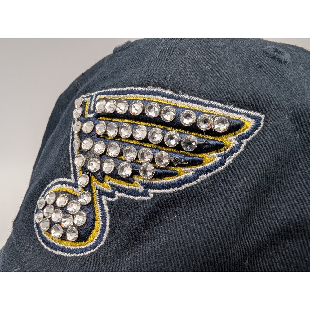 47 Brand St Louis Blues Rhinestone Navy Blue Adjustable Baseball Hat NHL Cap - Picture 3 of 10